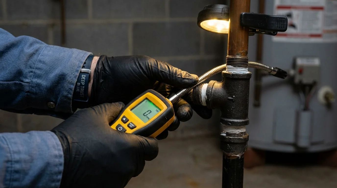 Gas leak detection with electronic sniffer by Johns Plumbing LLC in Mastic